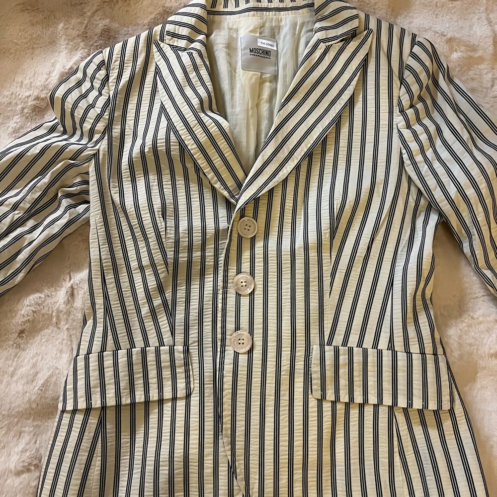 Moschino Women's Black and White Striped Blazer